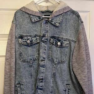 Original Use XXL light blue Jean jacket body w/ gray hood and sleeves
